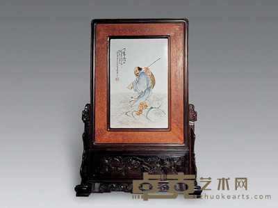 民国 王大凡瓷板画插屏 39×22.5cm
